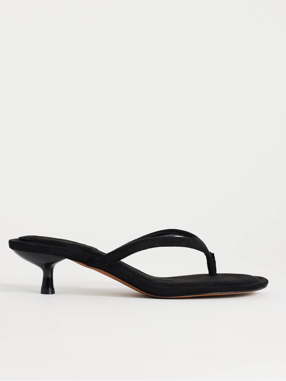 Topshop Axel Toe Thong Mid Heel Sandals In Black Faux Suede